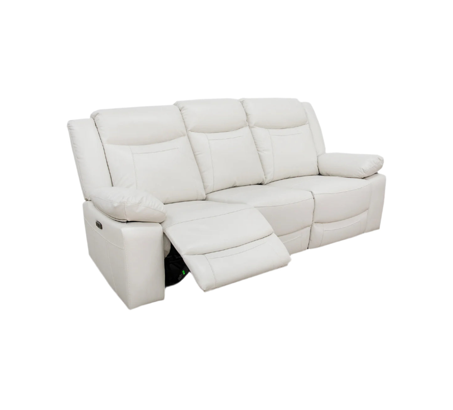 Sofá reclinable eléctrico doble de cuero marfil Dallas