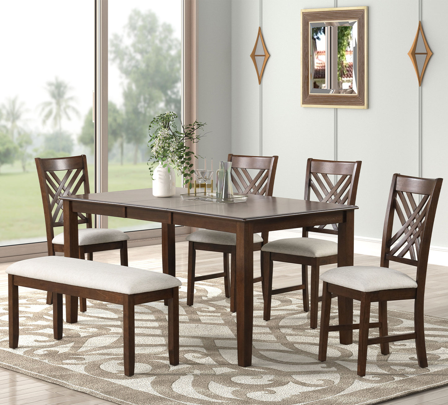 Avante Brown 5 Piece Rectangular Dining Set