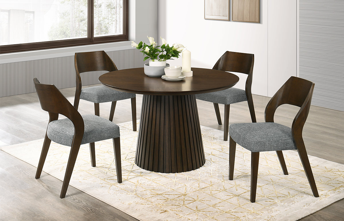 Juego de comedor redondo Holt Espresso de 5 piezas con sillas de madera