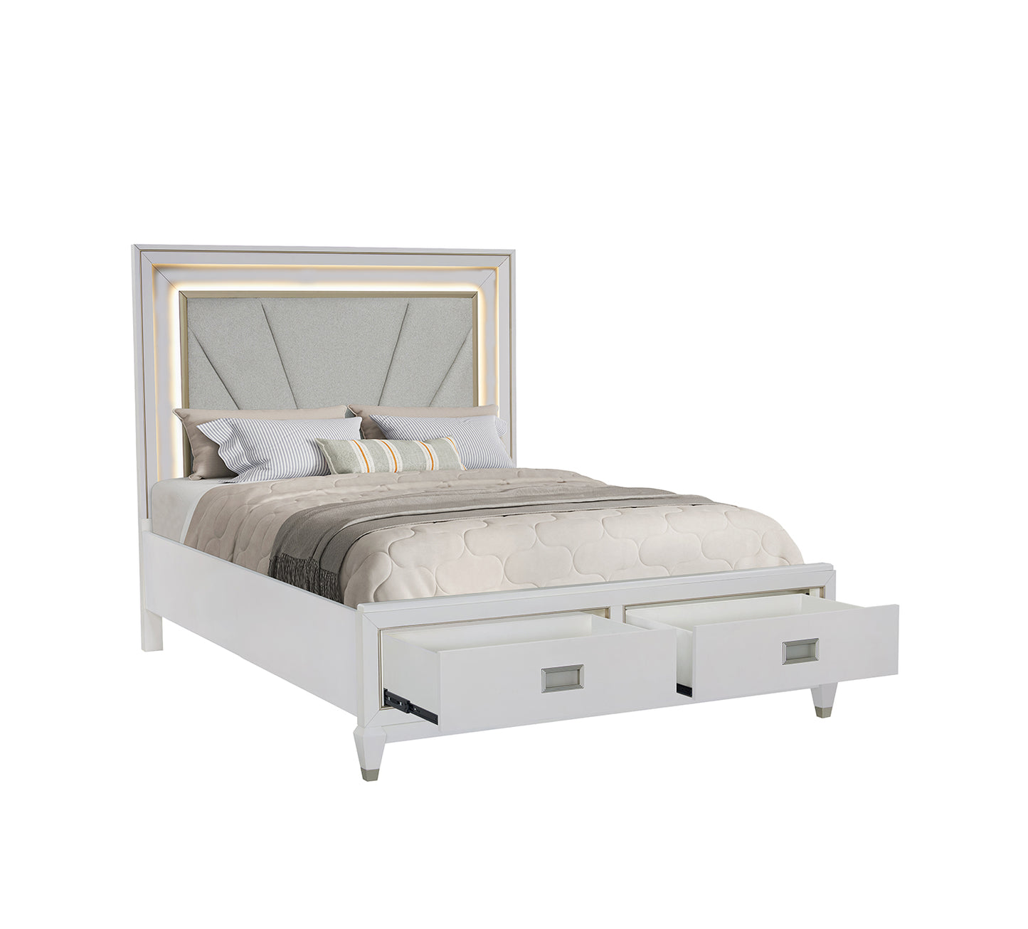 Cama King Uph con almacenamiento de 3 piezas Gallia