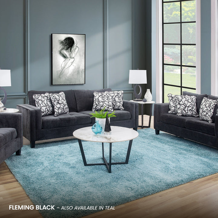 fleming-black-3-piece-sofa-loveseat-swivel-chair