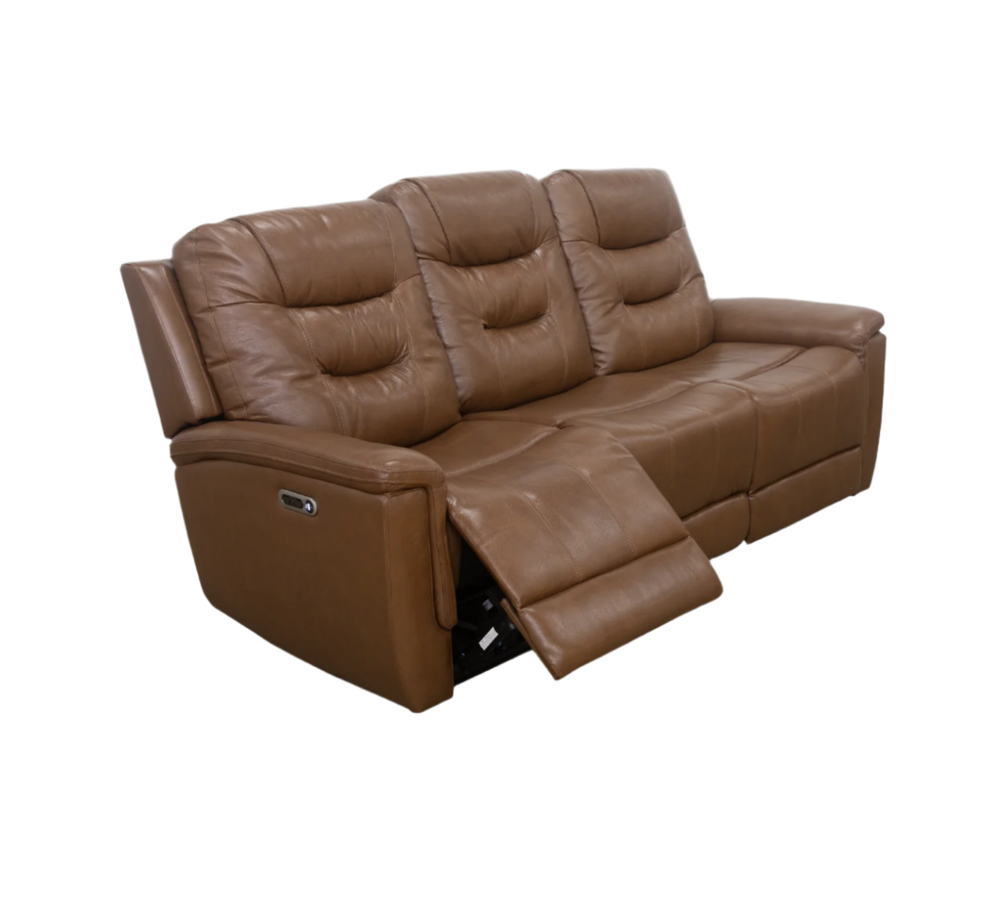Sofá eléctrico de piel Camel de Abbott con reposacabezas eléctrico