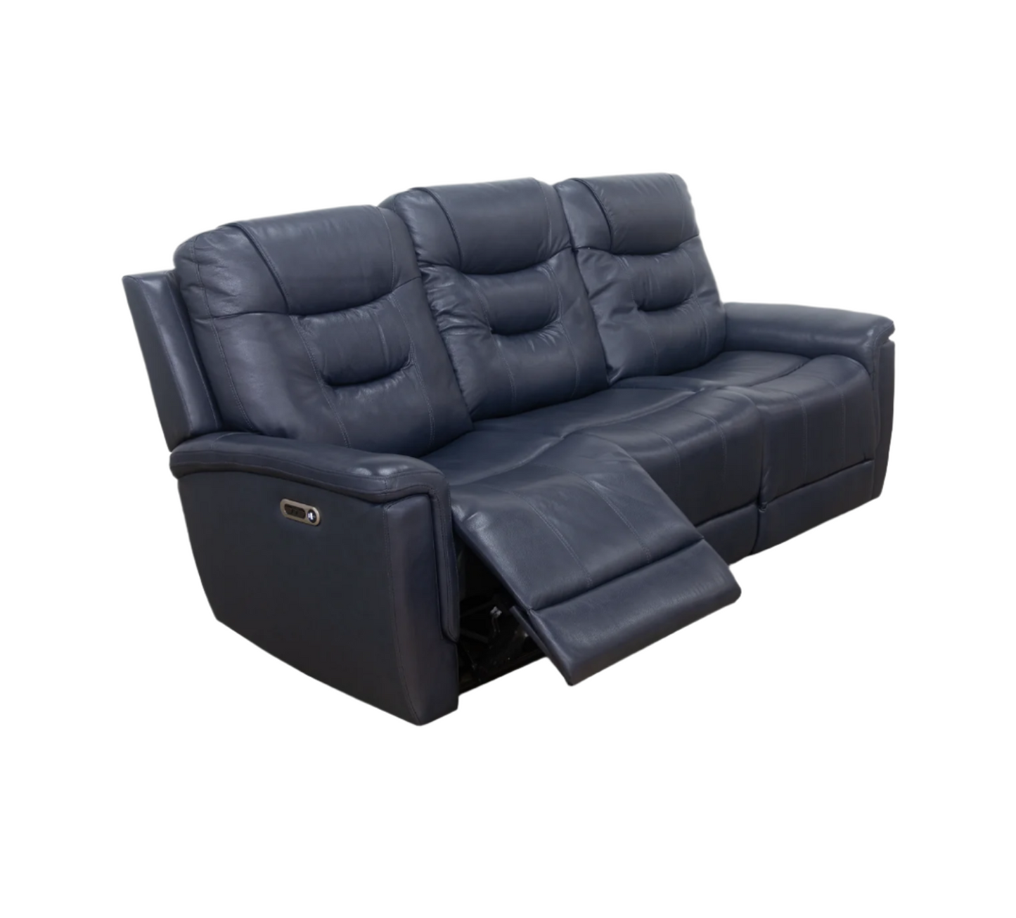 Abbott Navy Leather Power Sofa with Power Headrest