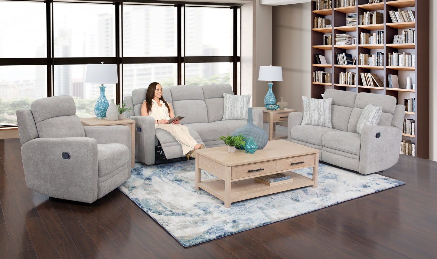 Bradley 3 Piece Manual Reclining Sofa, Loveseat, and Recliner