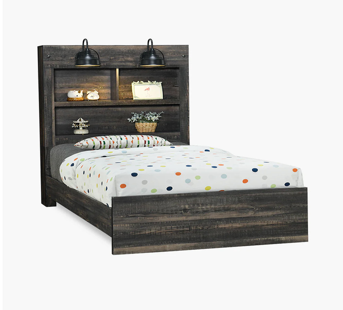 Linwood Dark Oak Full Bookcase Bed