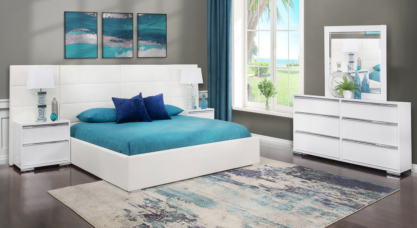 Logica White 7 Piece Queen Upholstered Wall Bedroom