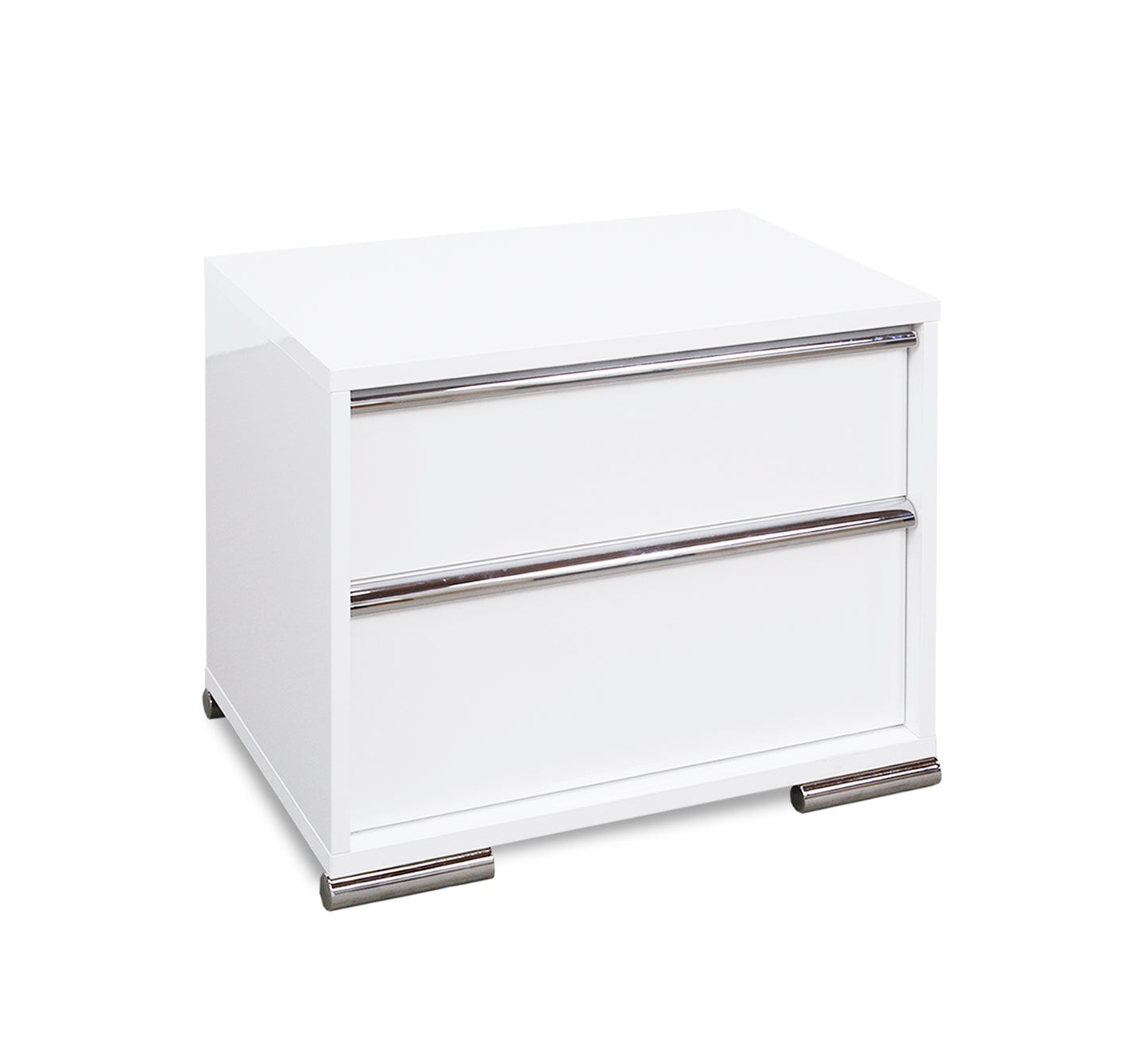 Mesita de noche blanca con dos cajones Logica