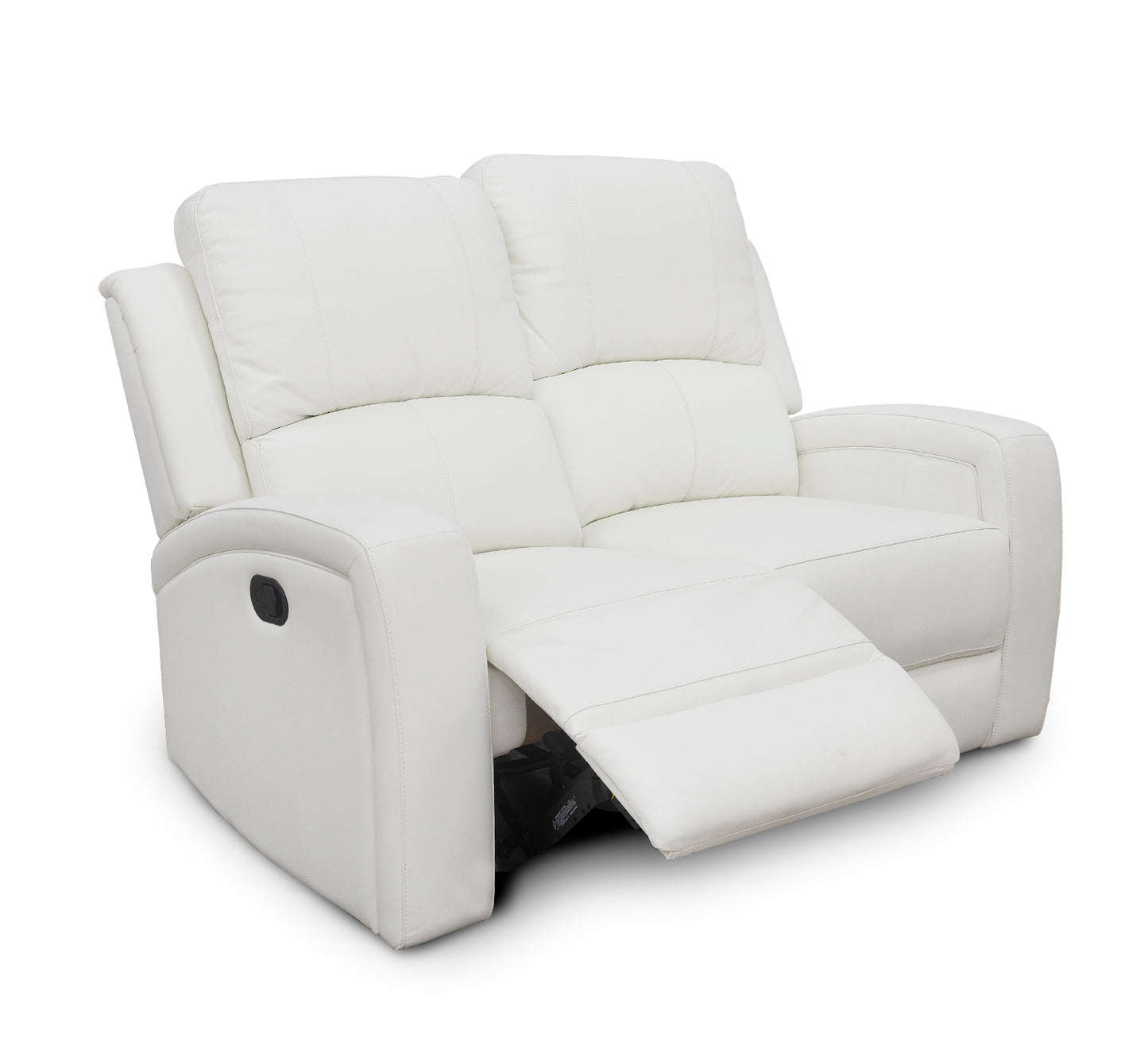 Aria White Leather Reclining Loveseat
