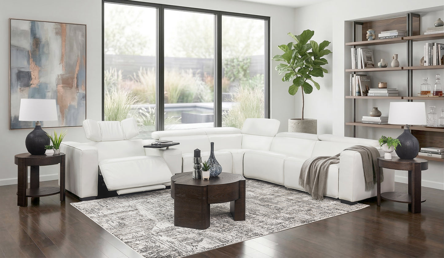 9 Piece Leather Immersive Sound Dual Power Reclining Living Room