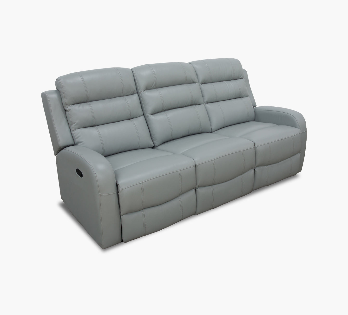 Leo Seafoam 3 Piece Leather Manual Reclining Sofa, Loveseat, and Glider Recliner
