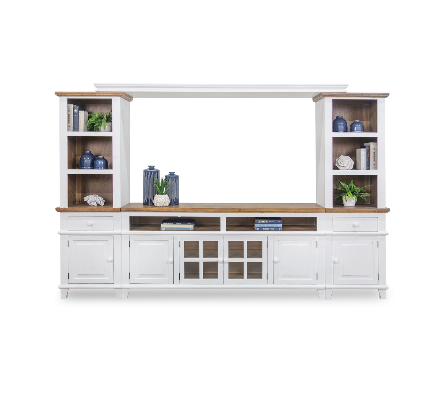Miramar White 4 Piece Wall Unit with 65" TV Console"