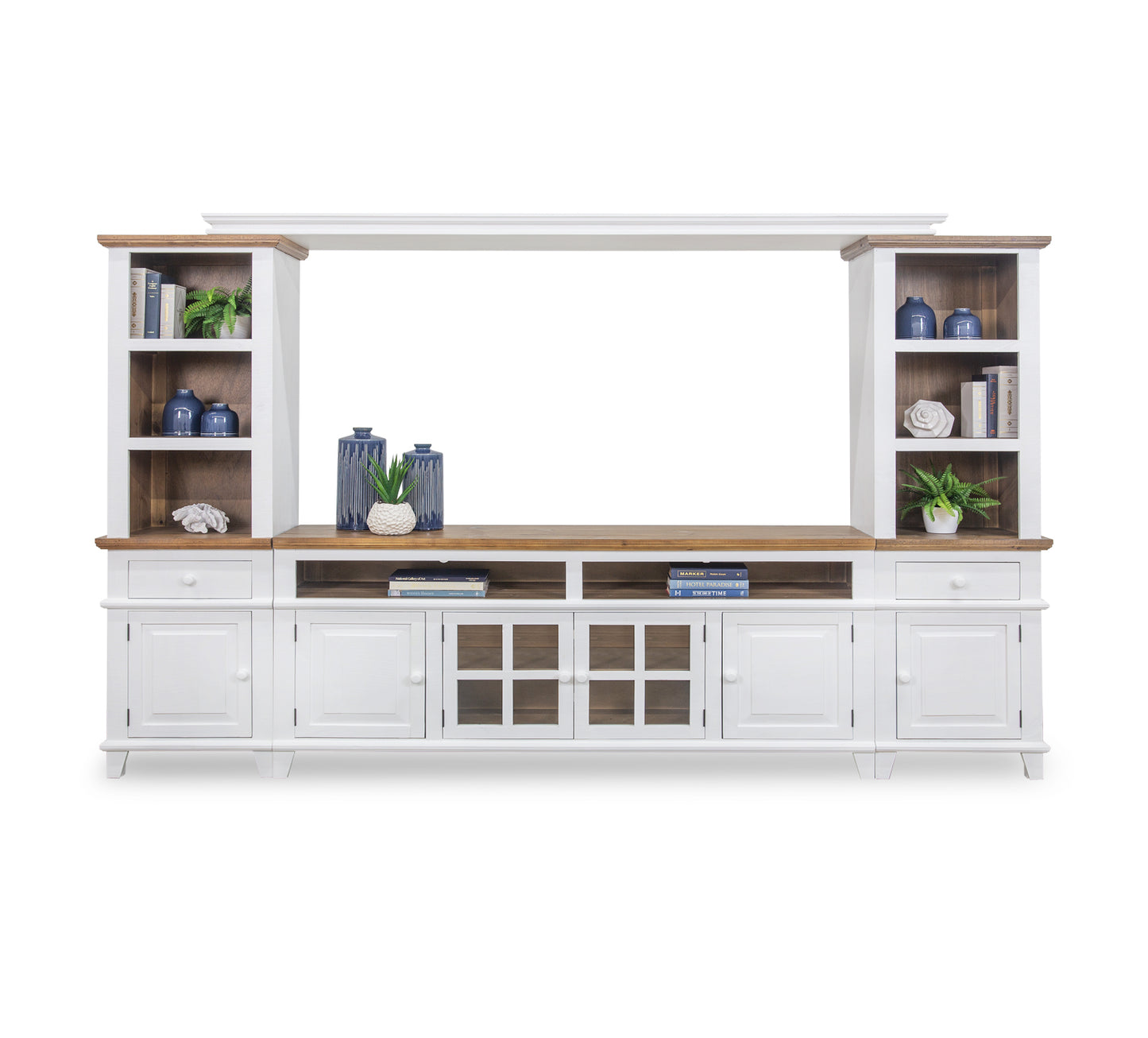 Miramar White 4 Piece Wall Unit with 72" TV Console"