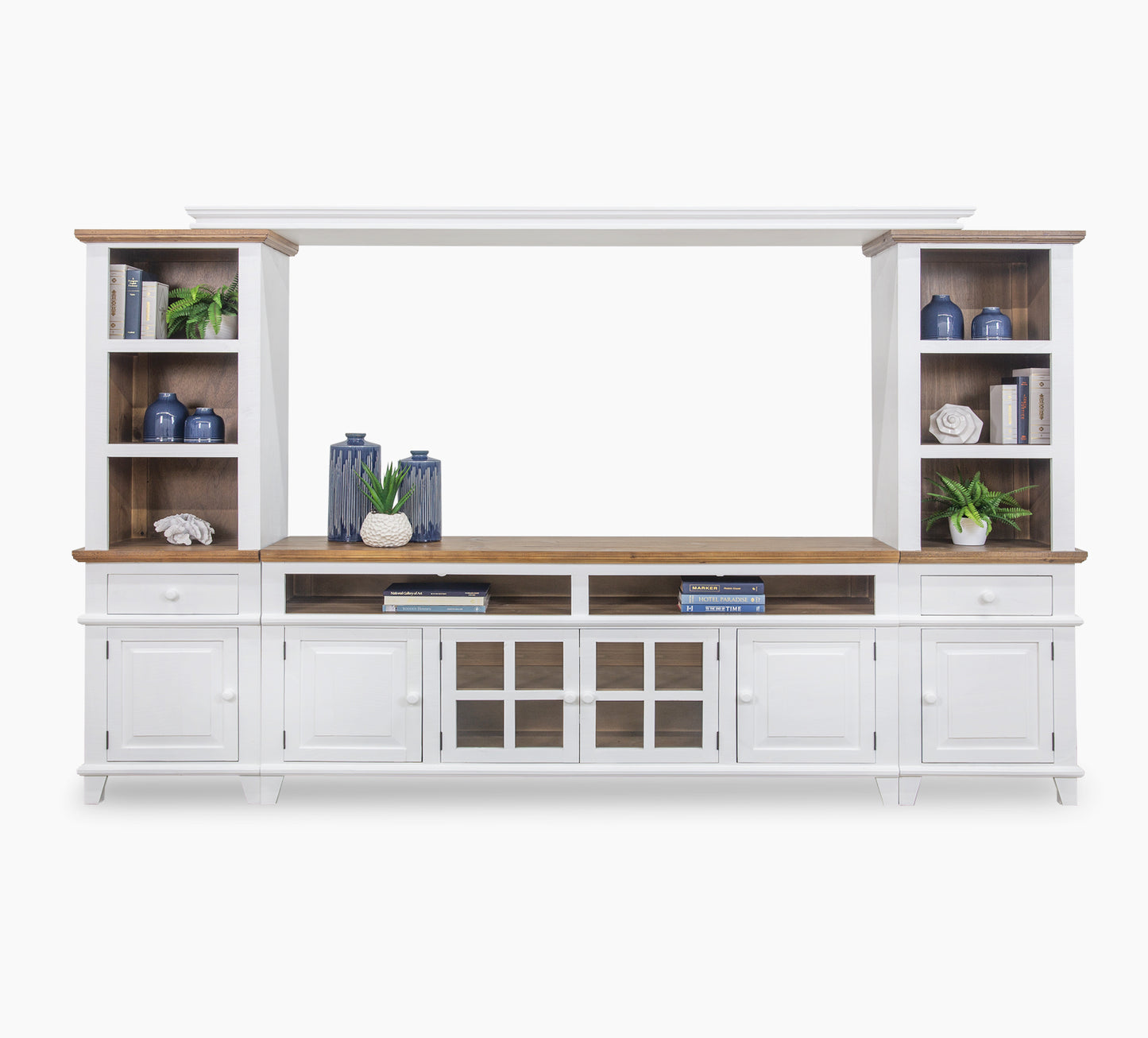 Mueble de pared Miramar blanco de 4 piezas con consola para TV de 80"