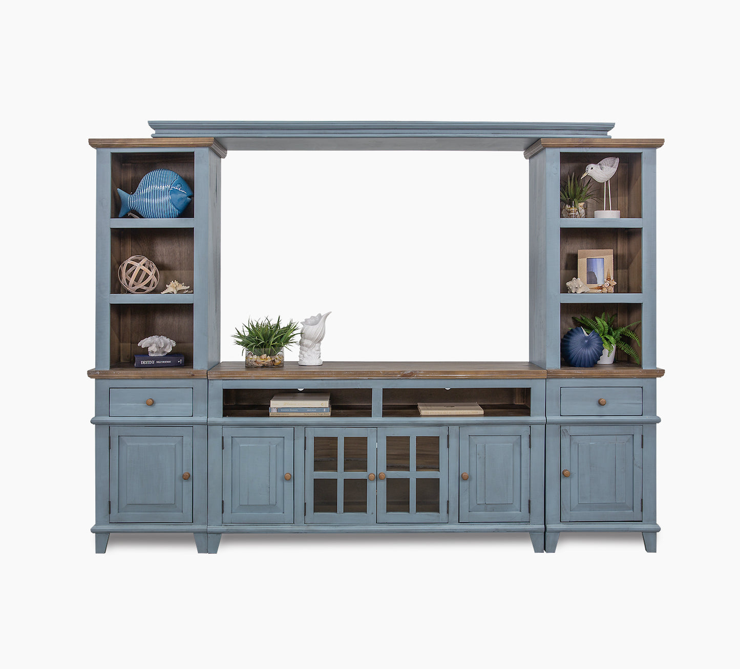 Miramar Blue 4 Piece Wall Unit with 72" TV Console"