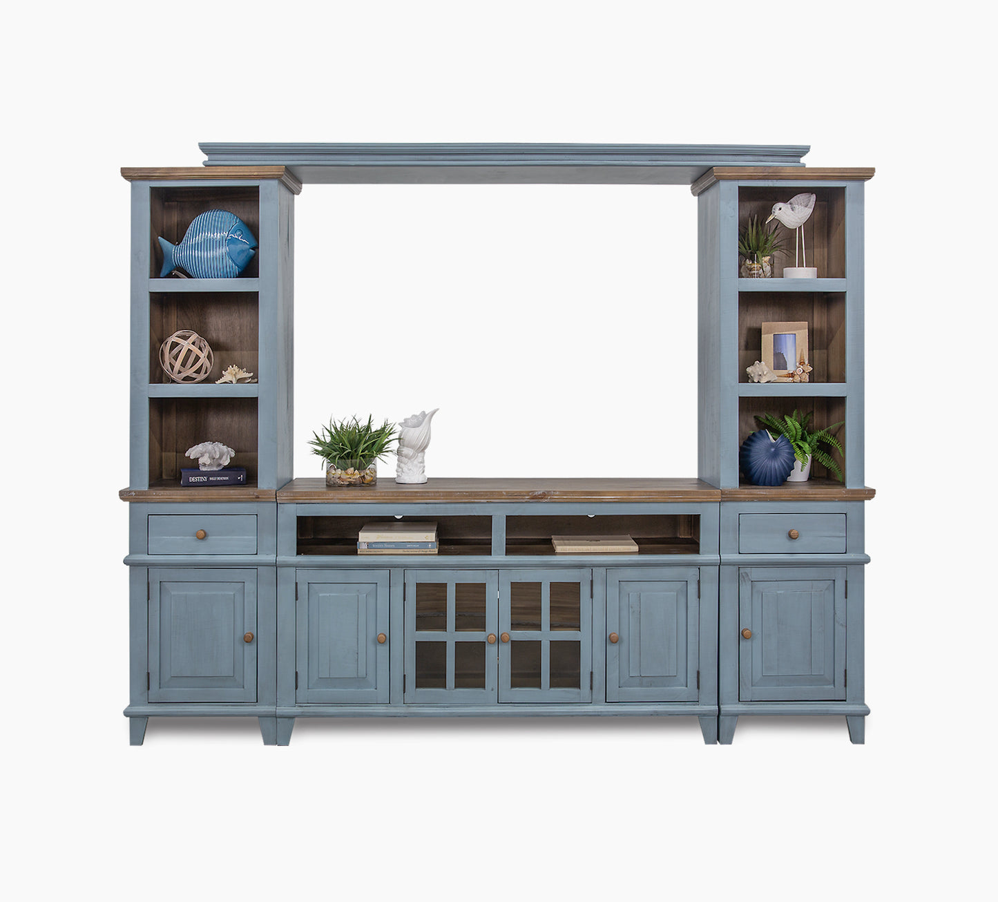 Miramar Blue 4 Piece Wall Unit with 65" TV Console"