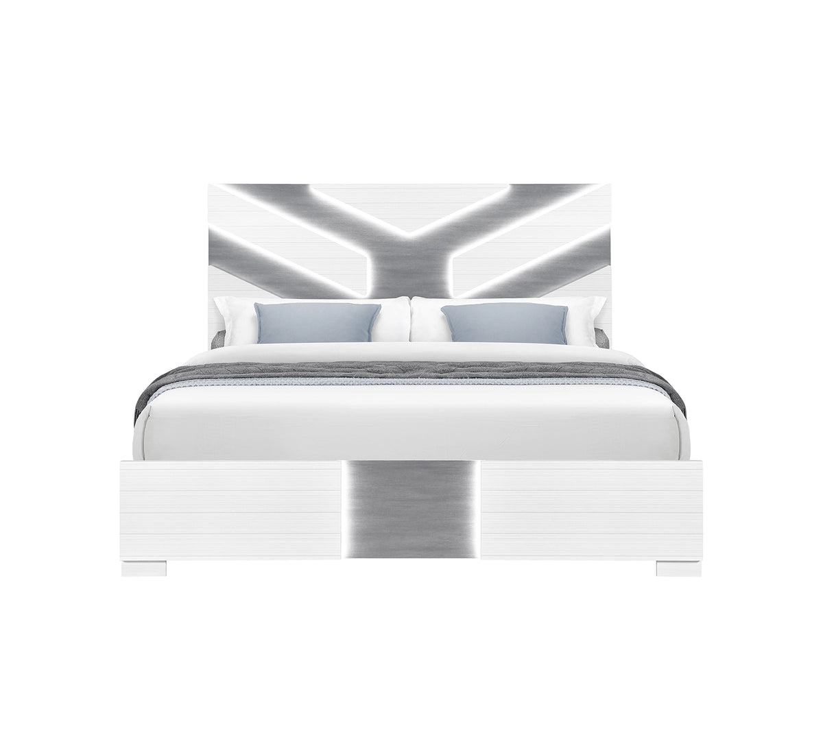Optimus White Queen Lighted Bed