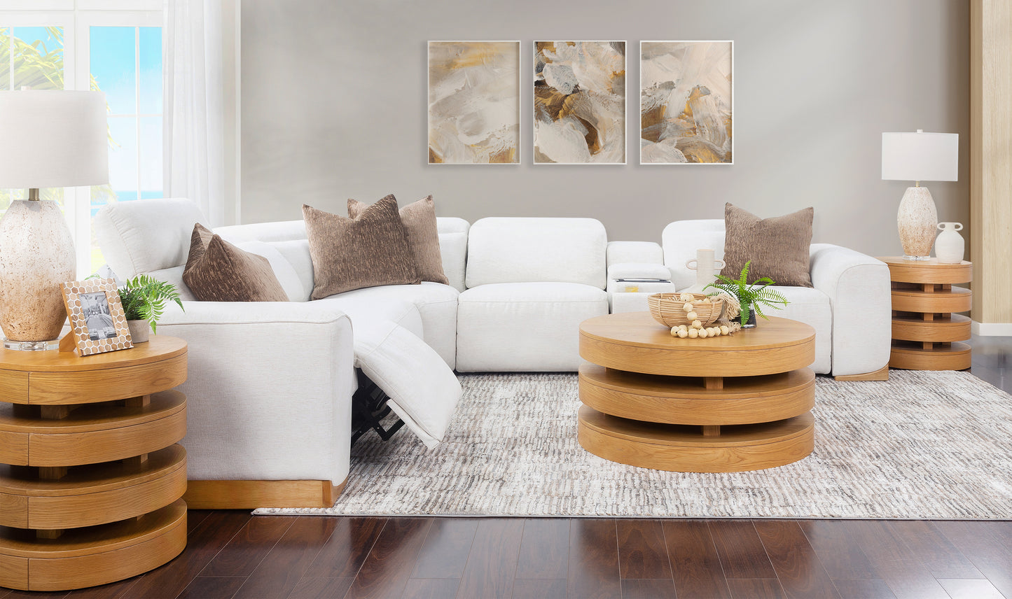 Seccional reclinable eléctrico Ori de 5 piezas con reposacabezas eléctricos