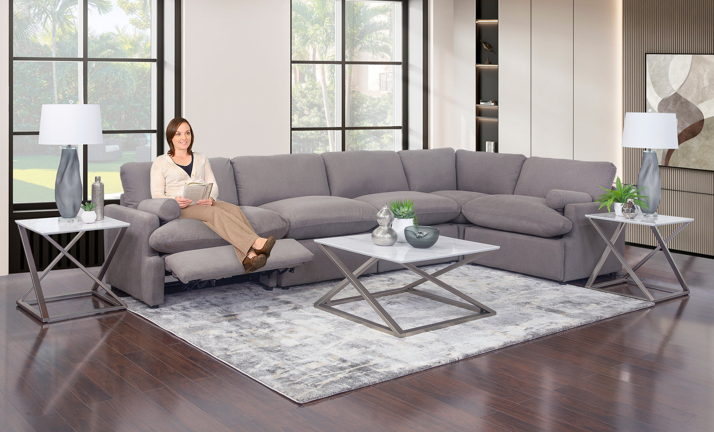 Sillón reclinable eléctrico Peyton de 5 piezas con 2 sillones sin brazos
