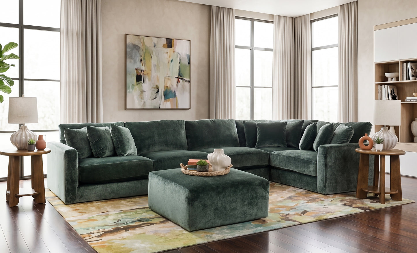 Remington 5 Piece Sectional with Left and Right Arm Facing Chairs