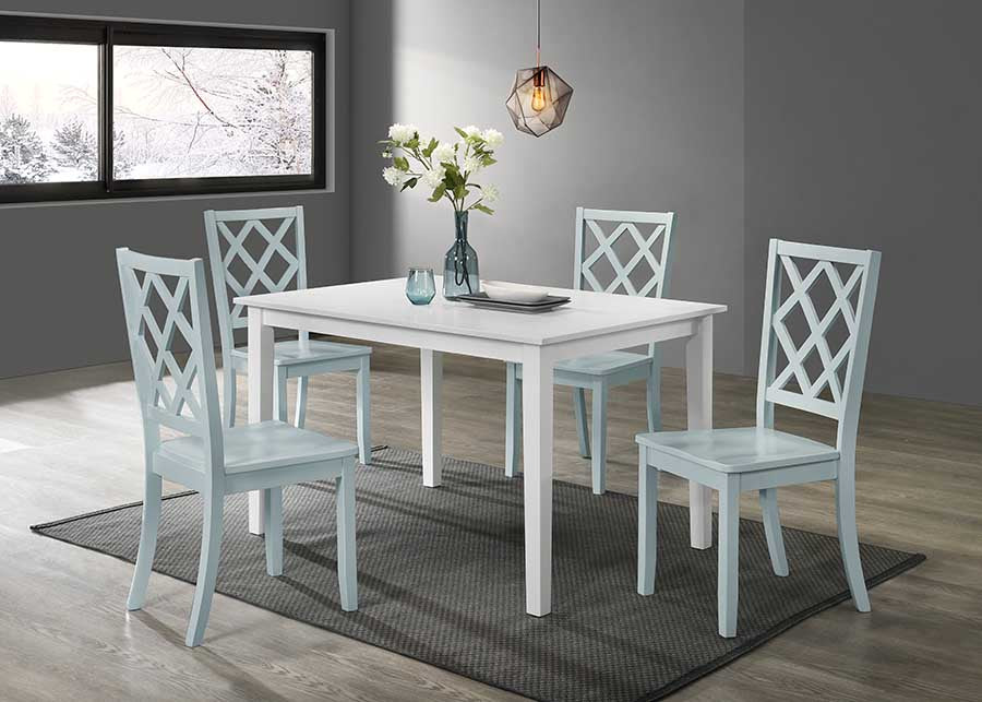 Sandpiper 5 Piece Rectangle Dining Set with Mint Side Chairs