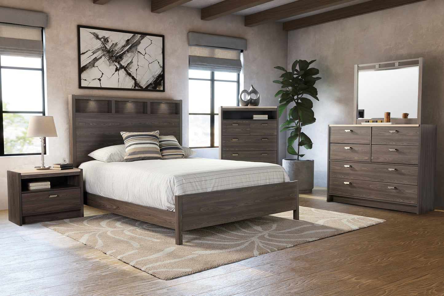 Evolution 5 Piece Queen Lighted Panel Bedroom