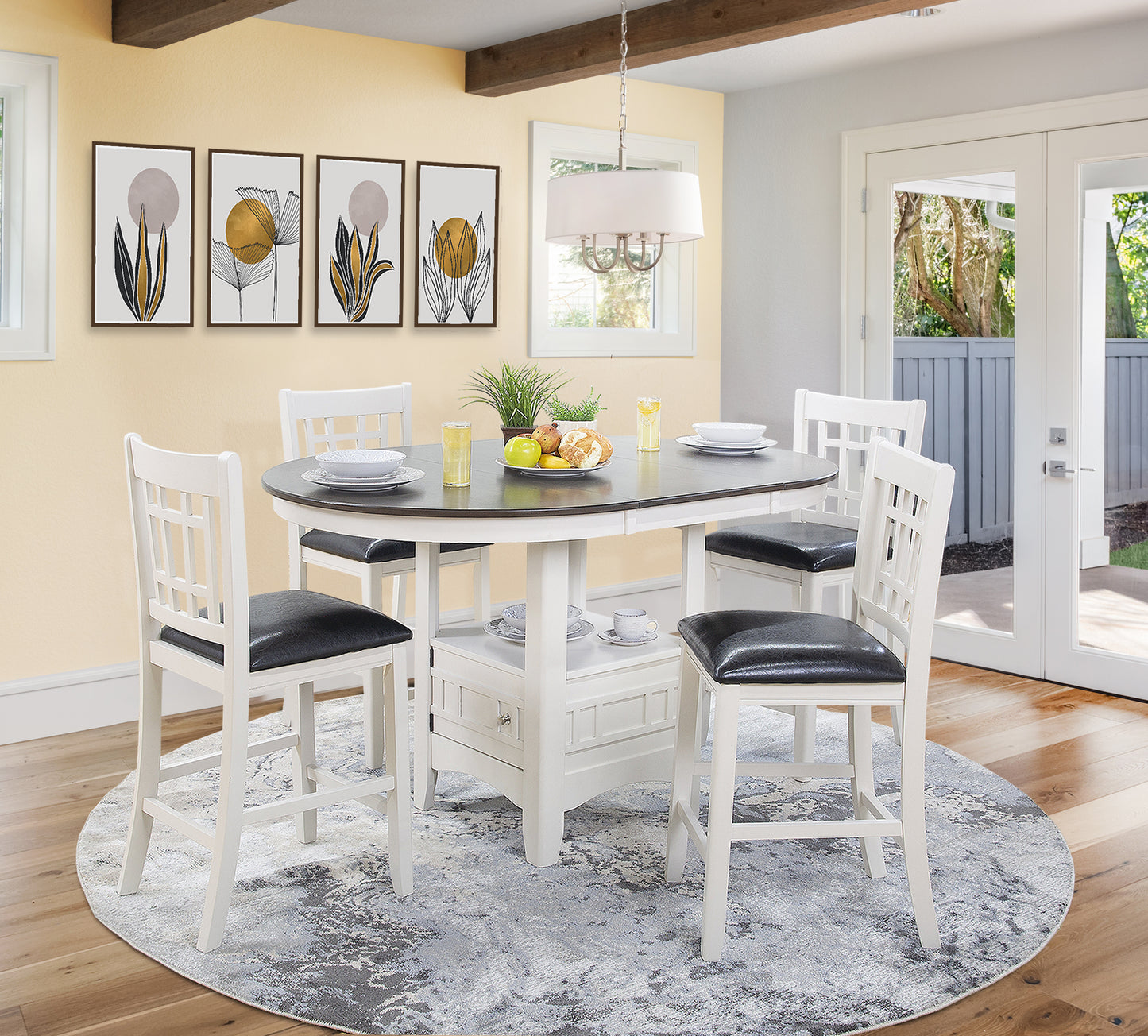 Saxton Pub Two Tone 5 Piece Counter Height Set