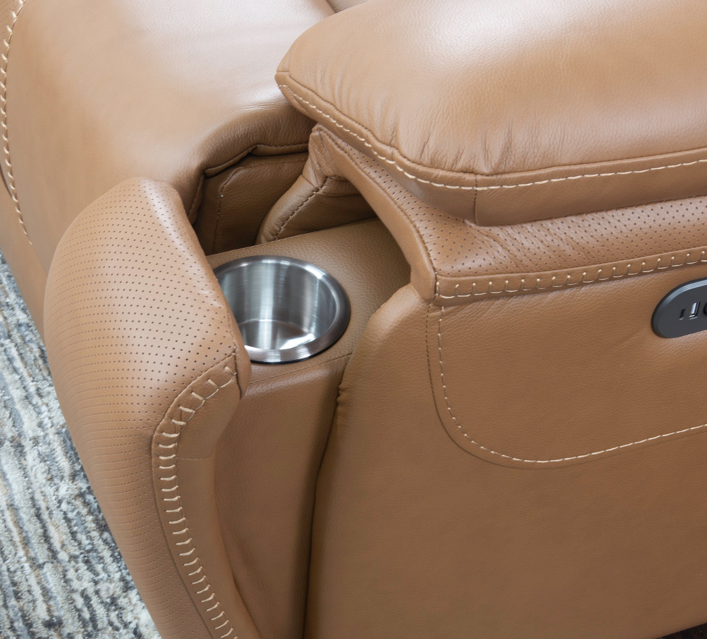 Sonic 6 Piece Leather Zero Gravity Triple Power Sectional with Left and Right Arm Facing Recliners, an Armless Chair, a Wedge, an Armless Triple Power Recliner, and a Storage Console