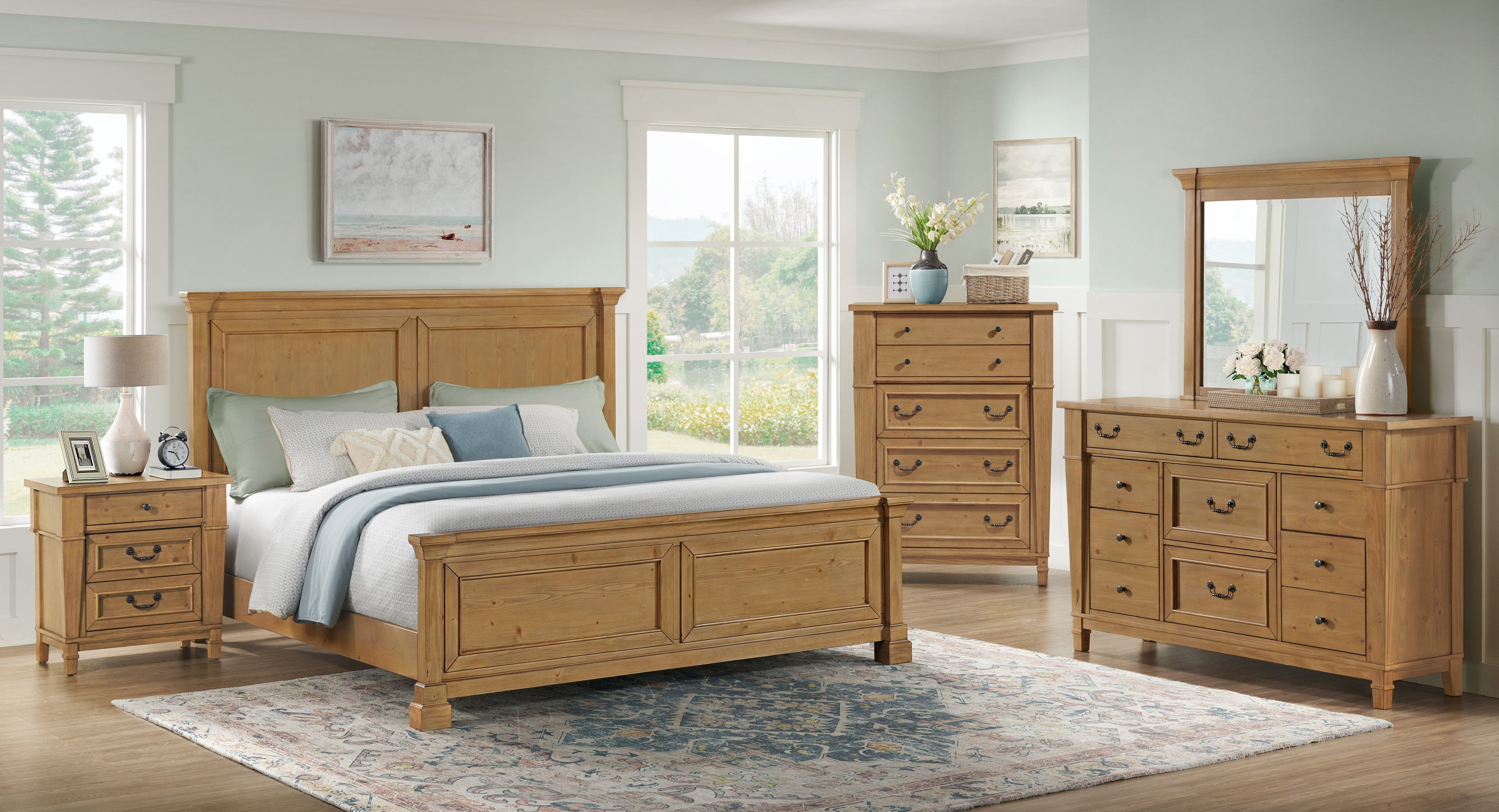 Stoney Creek Natural 5 Piece Queen Panel Bedroom Kane's Furniture