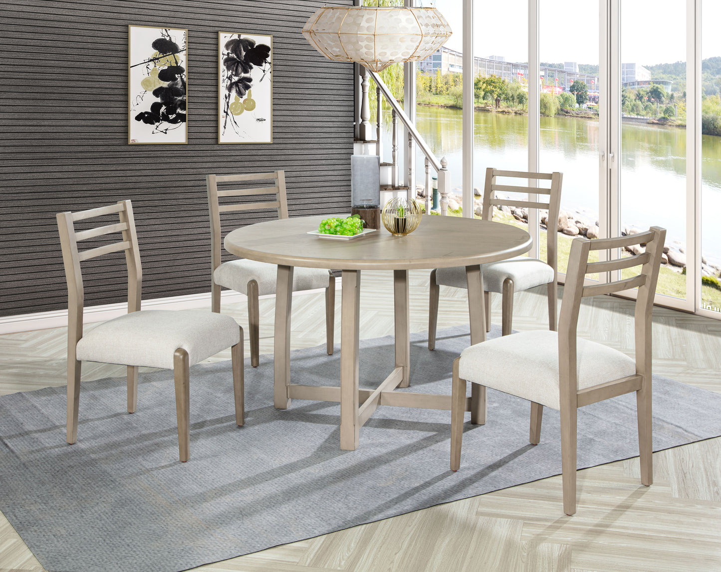 Juego de comedor Soul de 5 piezas con sillas laterales en color beige