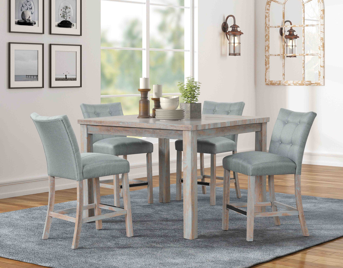 Della Pub Teal Counter Stool