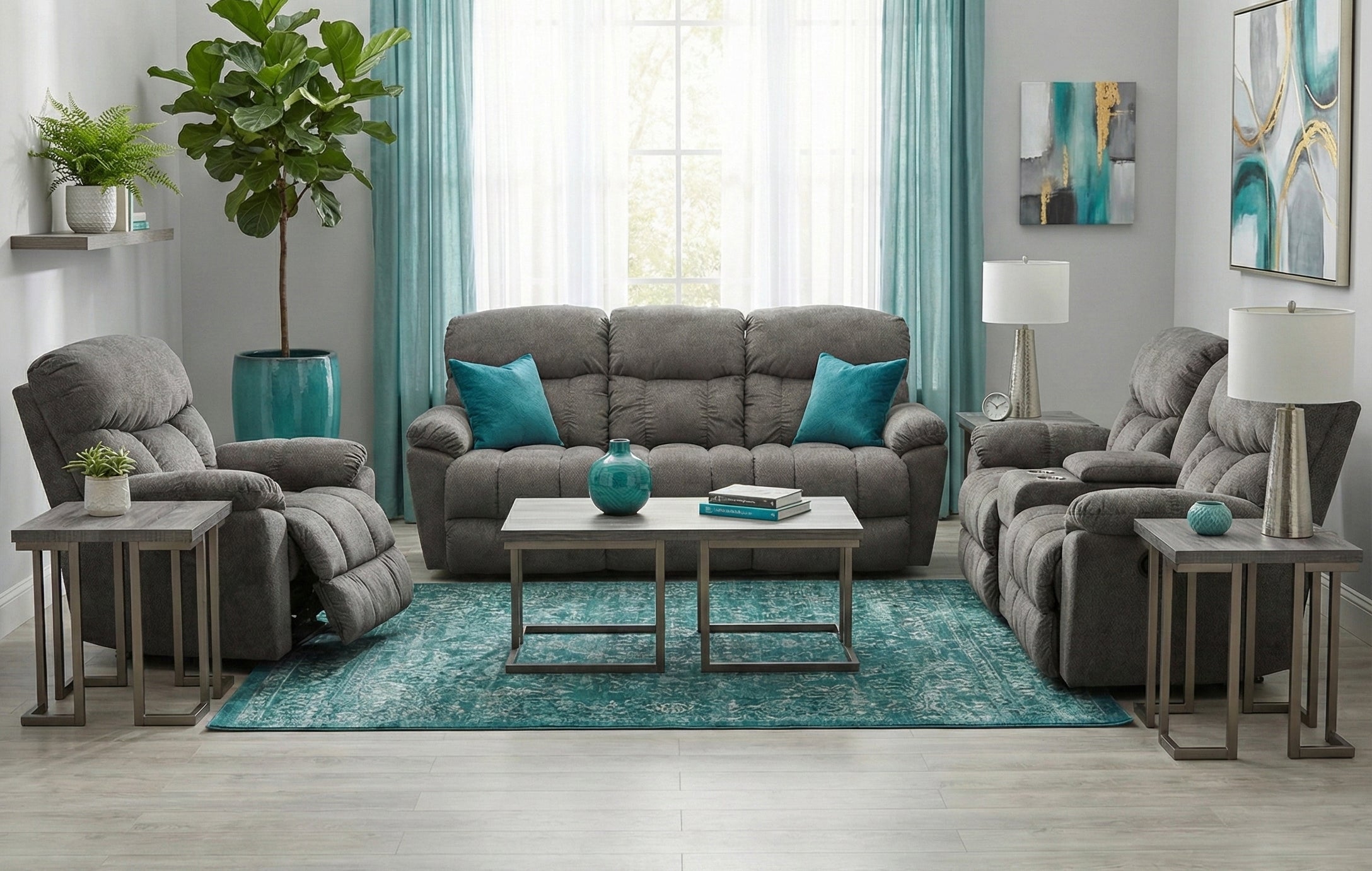 Aaron La-Z-boy 5 Piece Manual Reclining Living Room – Kane's Furniture