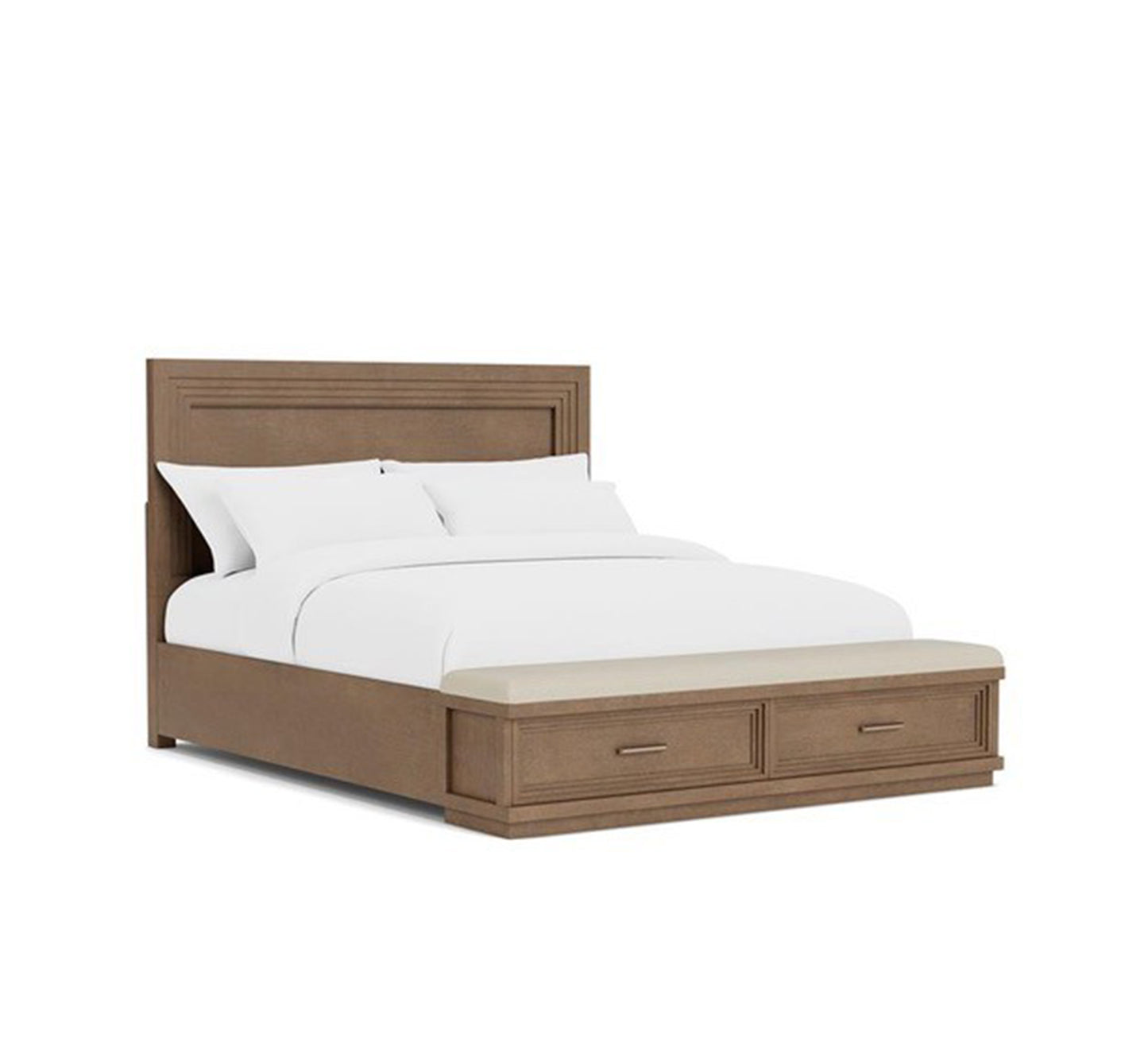 Cama King de 3 piezas con almacenamiento iluminado en color marrón Cascade