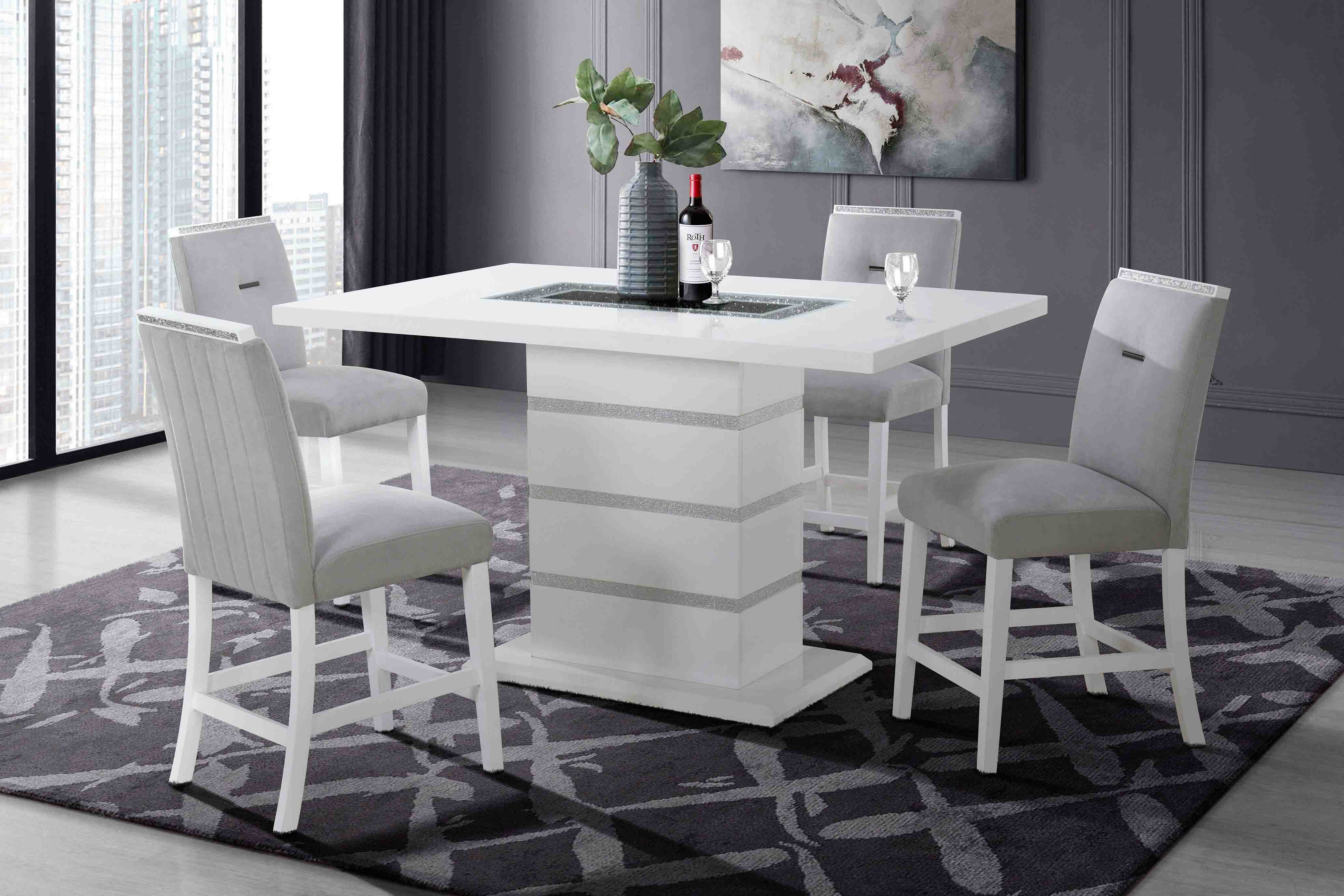 San Pablo Pub II 5 Piece Counter Height Set with Glitter Accent Stools