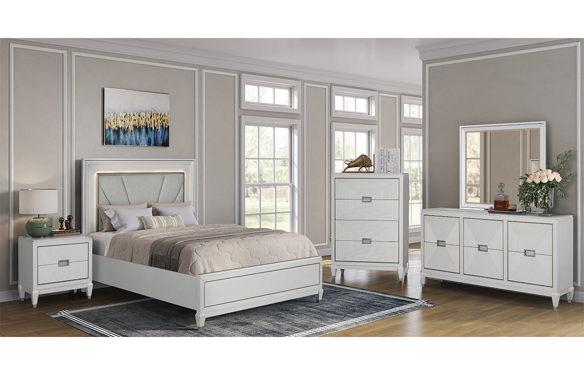 Gallia 5 Piece King Upholstered Panel Bedroom