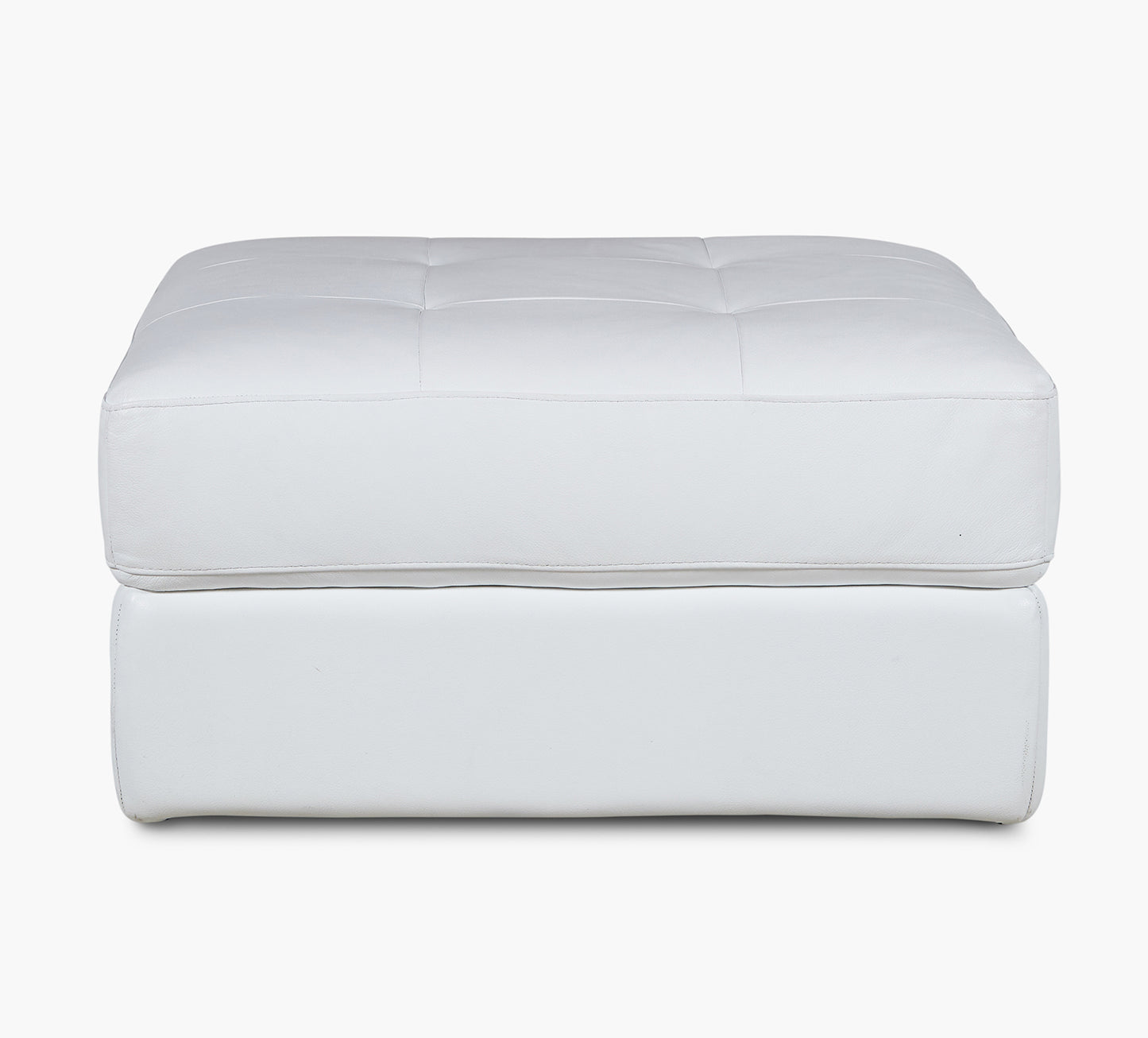 Oakley White Tufted Leather Ottoman
