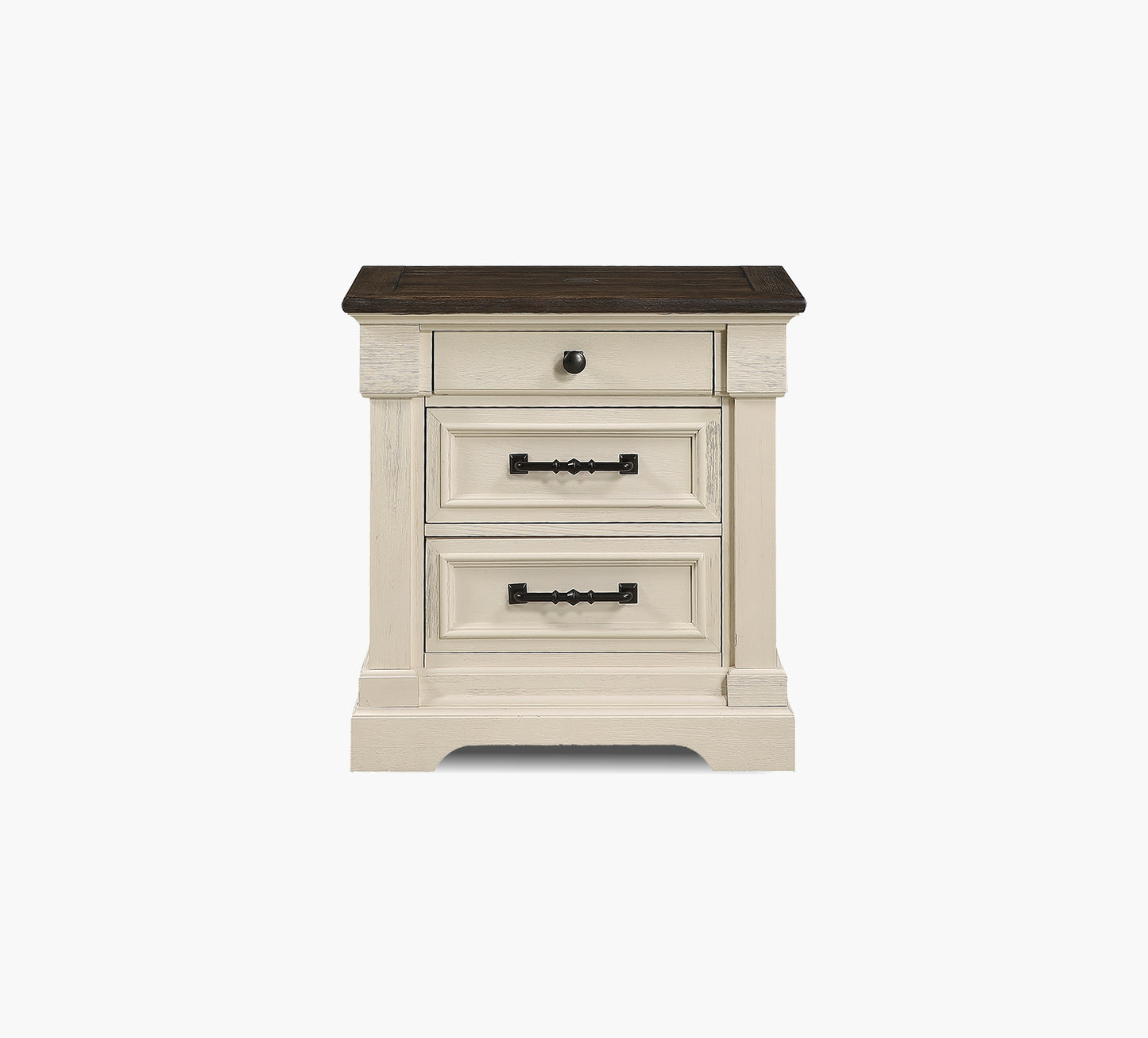 Woodbridge White 3 Drawer Nightstand