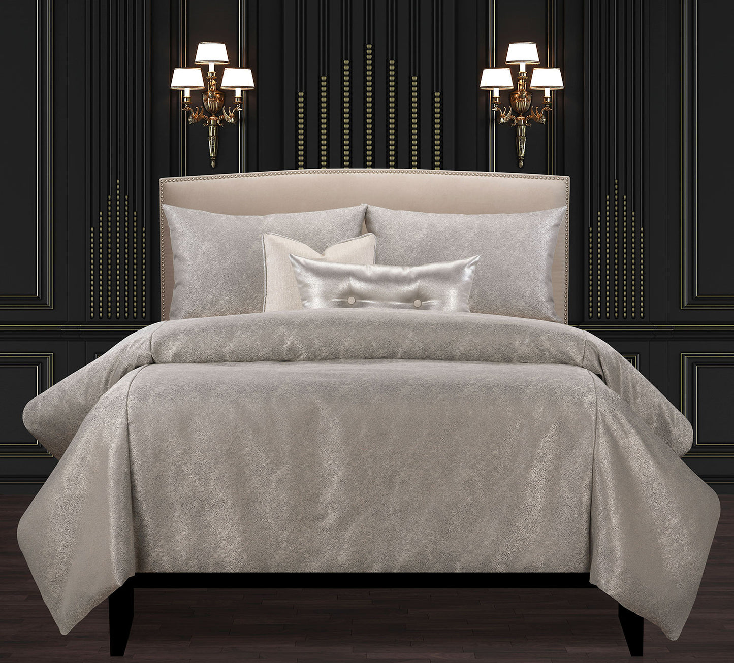 F Scott Fitzgerald Jazz Club Silver Luxury King Duvet Cover and Insert Set