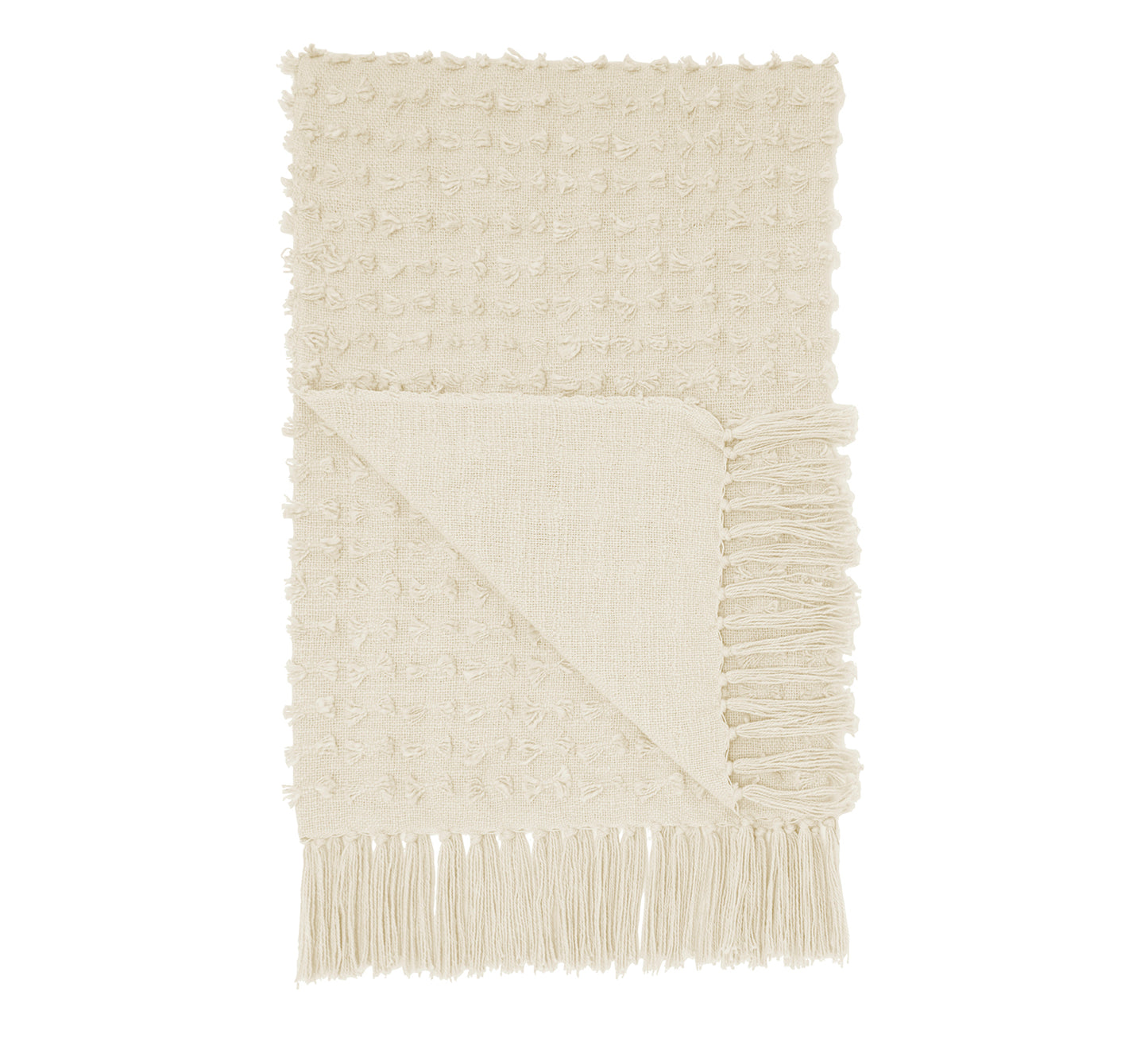 Cream Tufted Fringe Throw