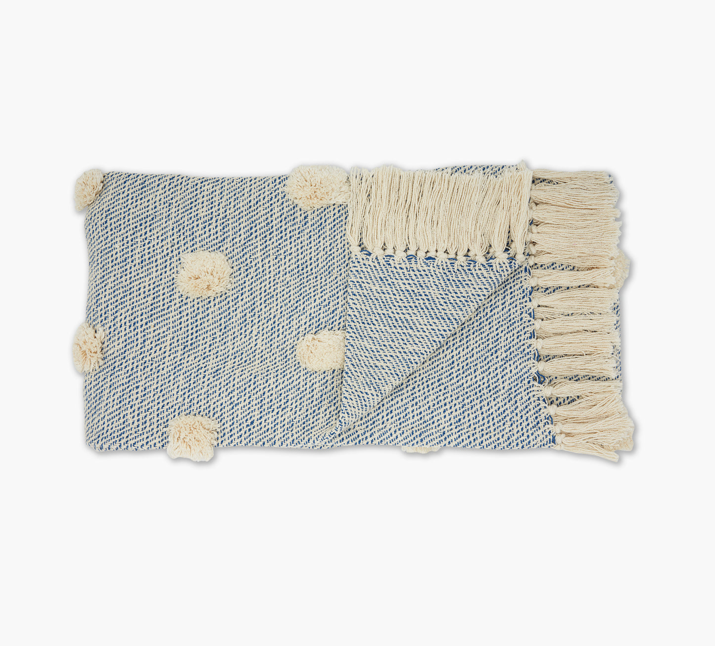 Blue Woven Cotton Throw 50 x 60