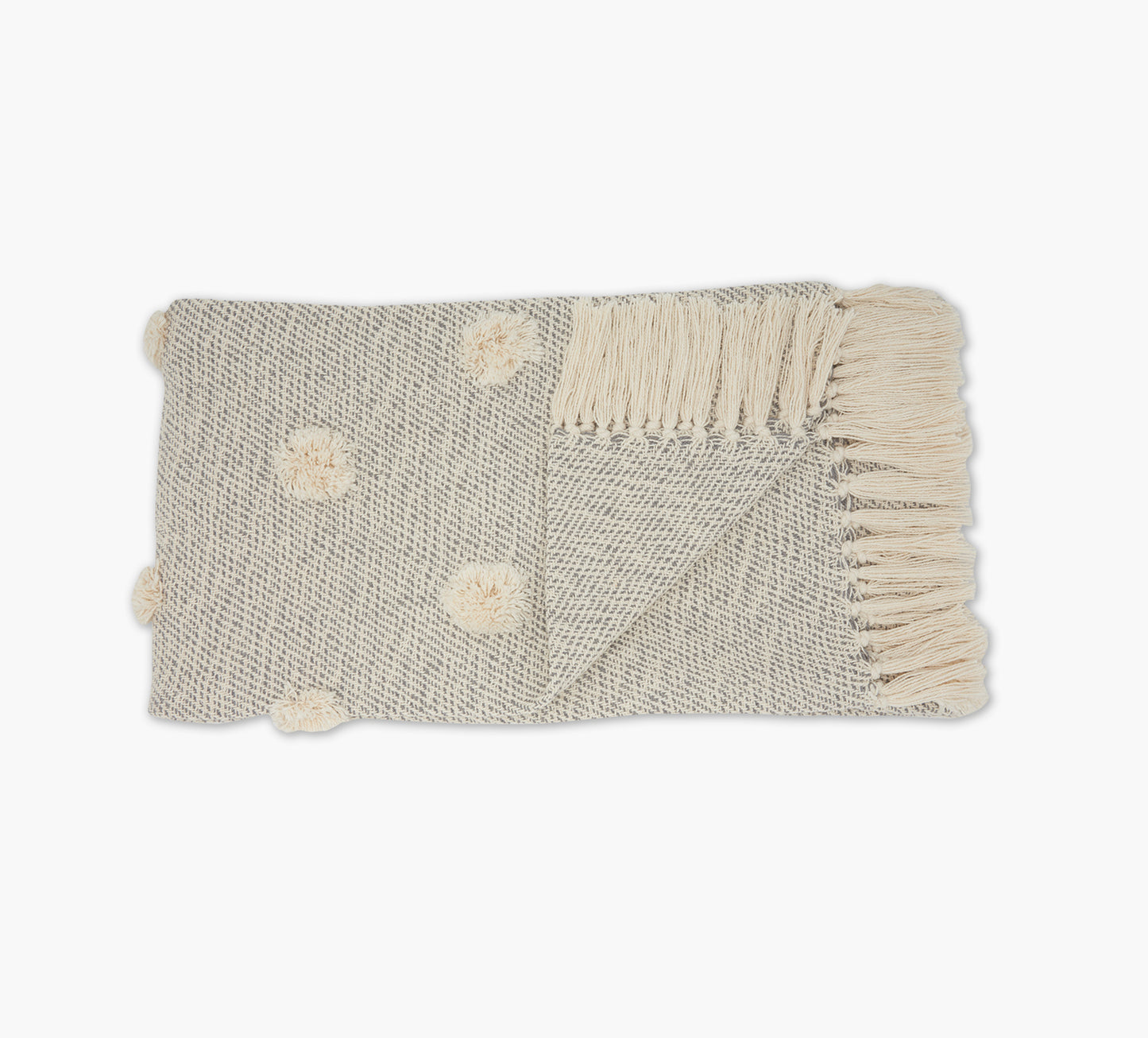 Grey Woven Cotton Throw 50 x 60