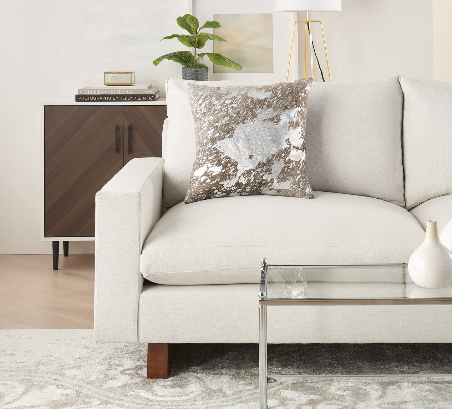 Natural Leather Hide Beige pillow 18 x 18