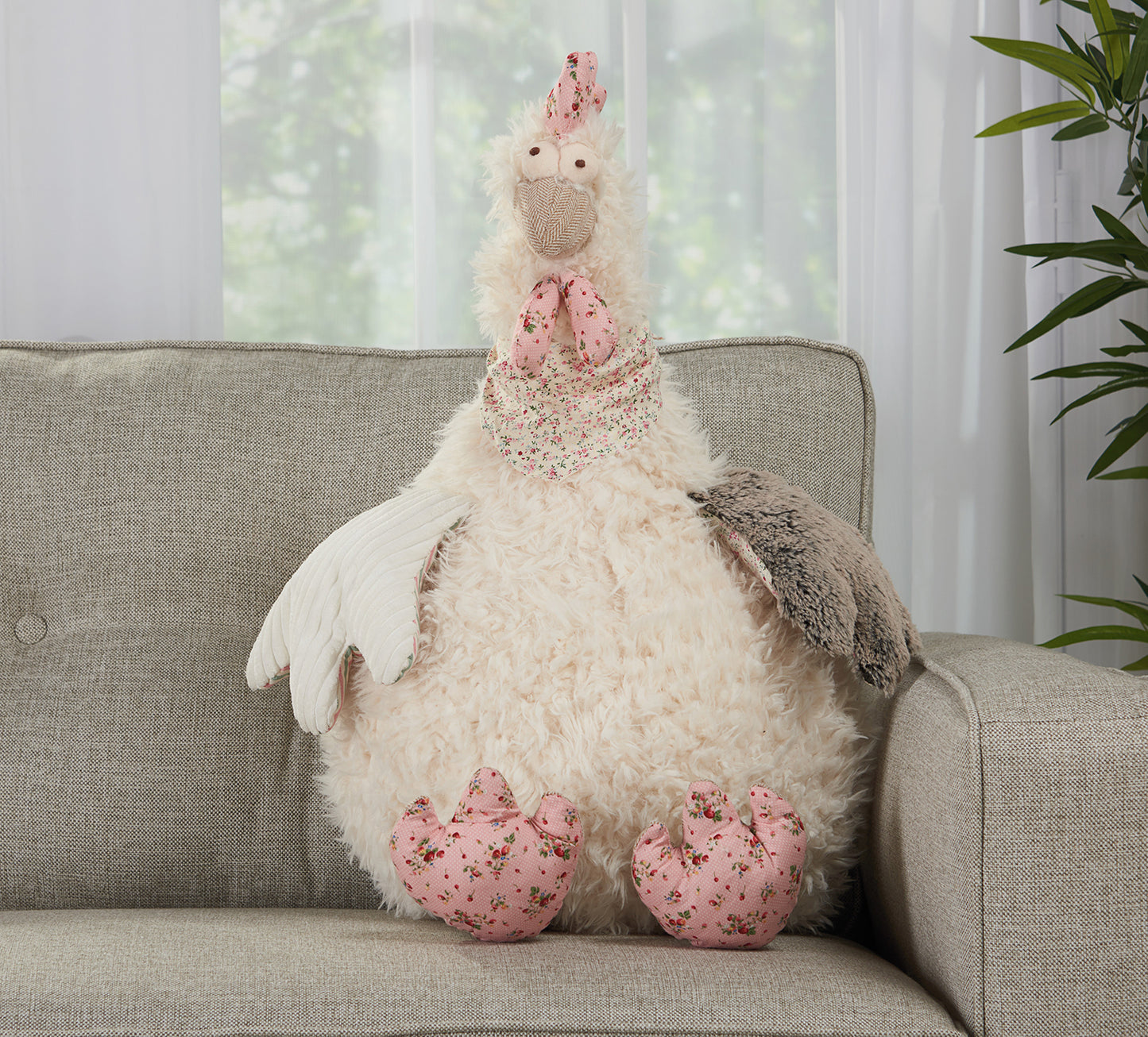 Ivory Chicken Pouf