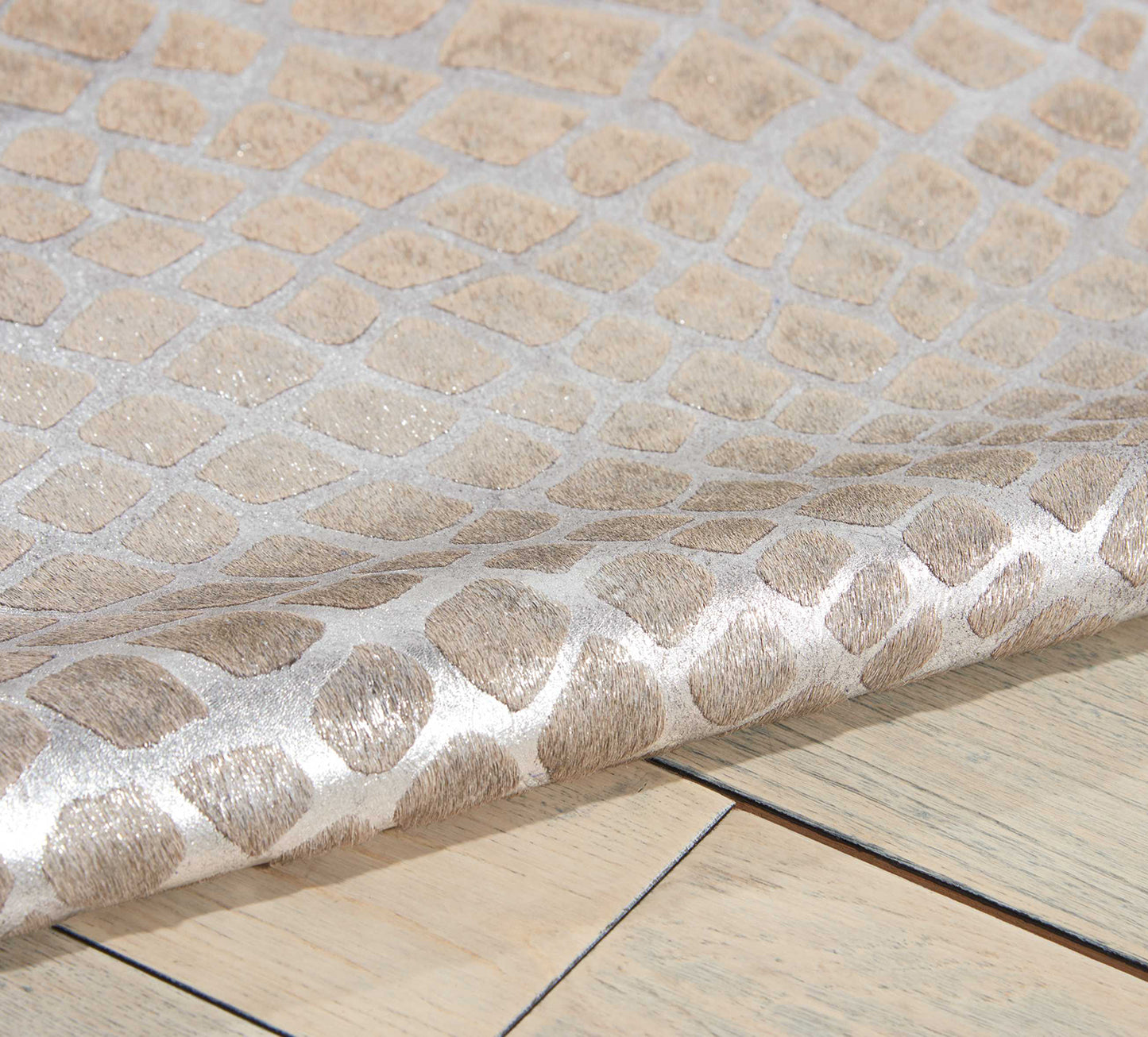 Crocodile print black/silver couture rug