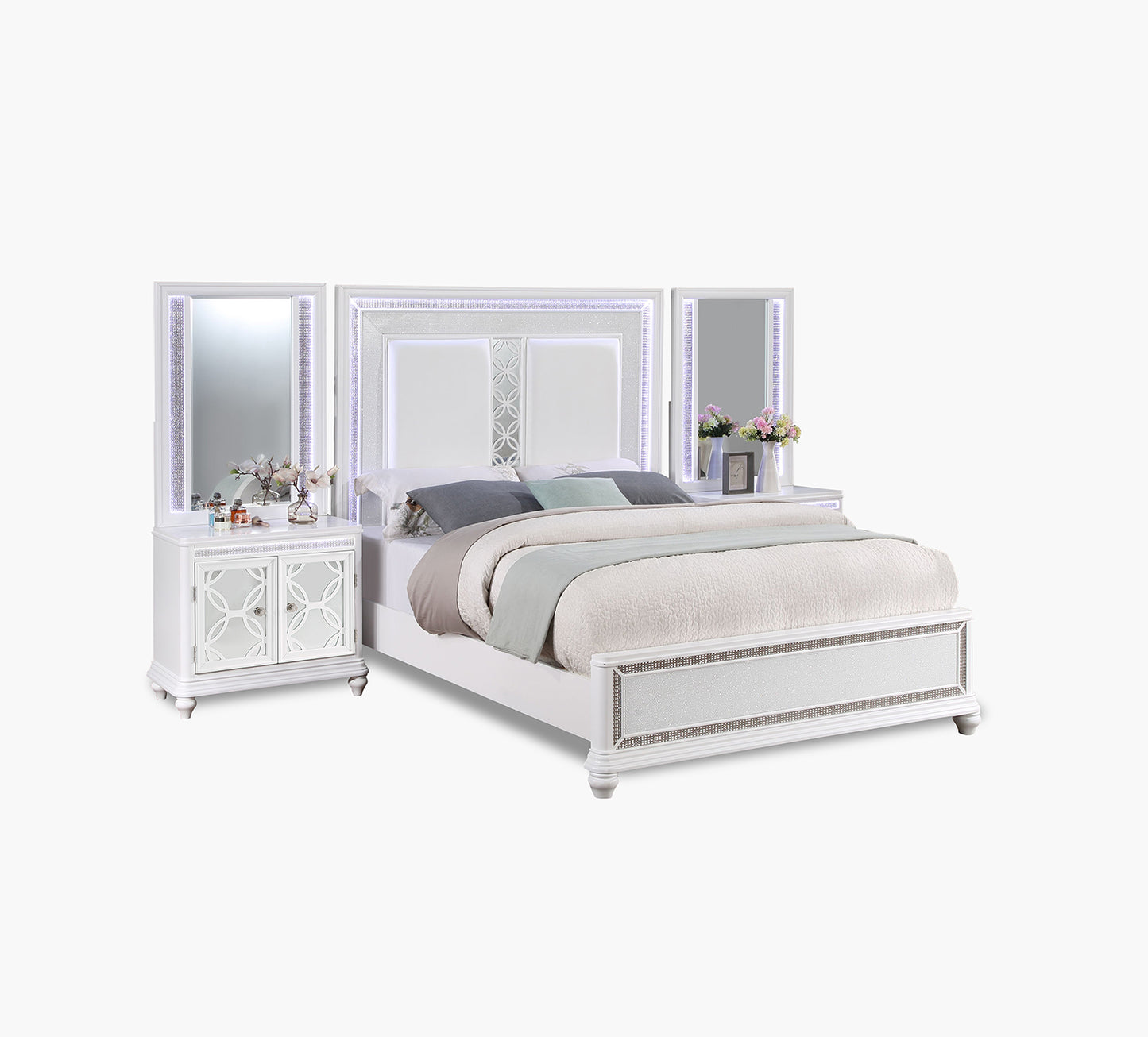 Anastasia Queen Wall Panel Bed with Door Nightstand