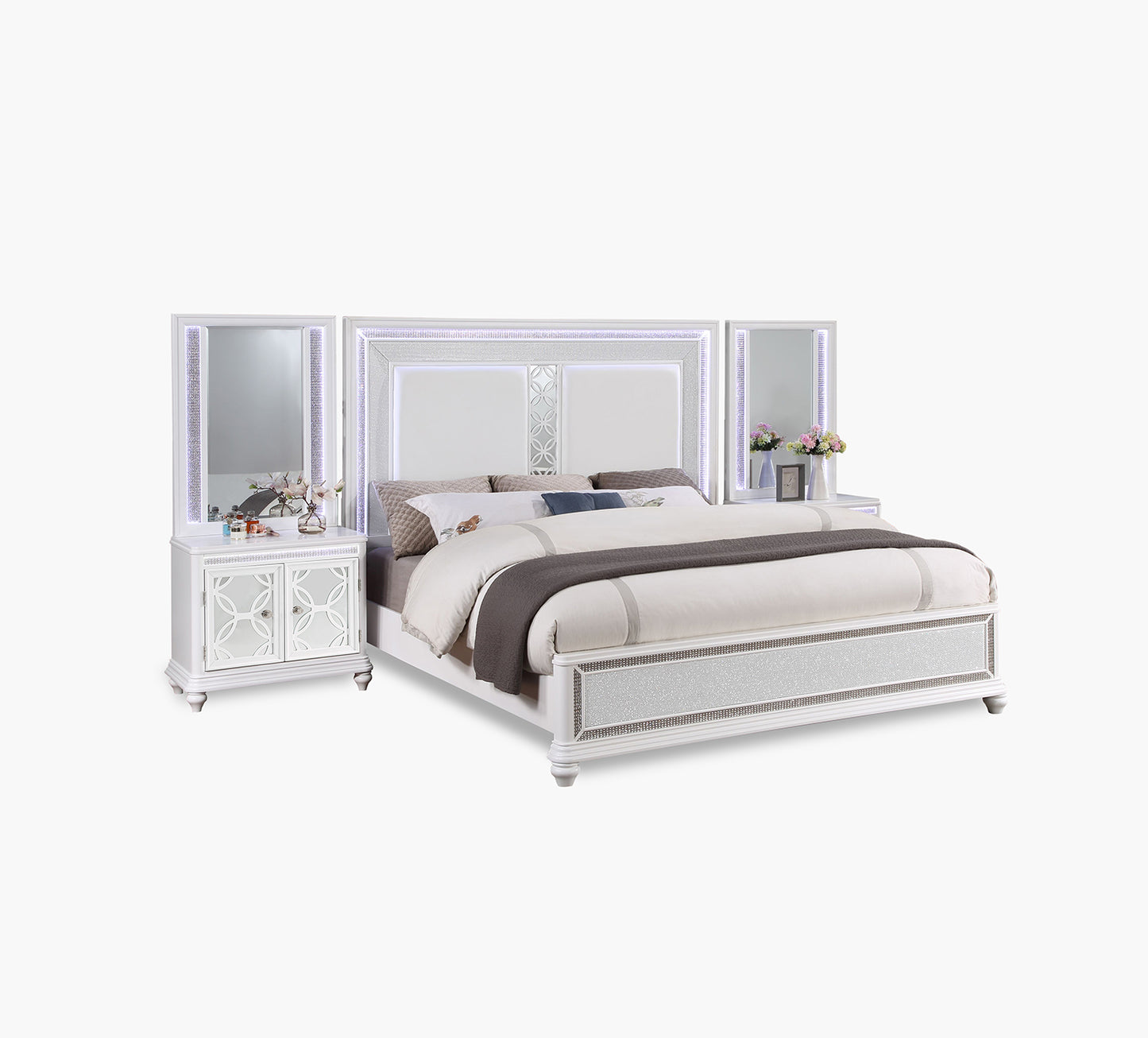 Anastasia King Wall Panel Bed with Door Nightstand