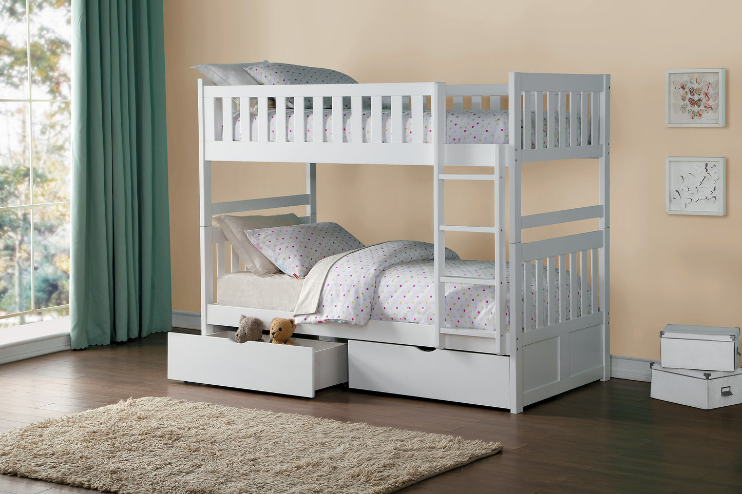 Galen White Twin over Twin Bunk Bed