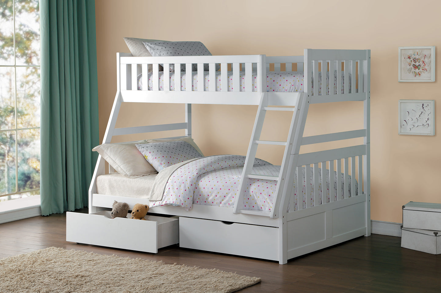 Galen White Twin over Full Bunk Bed