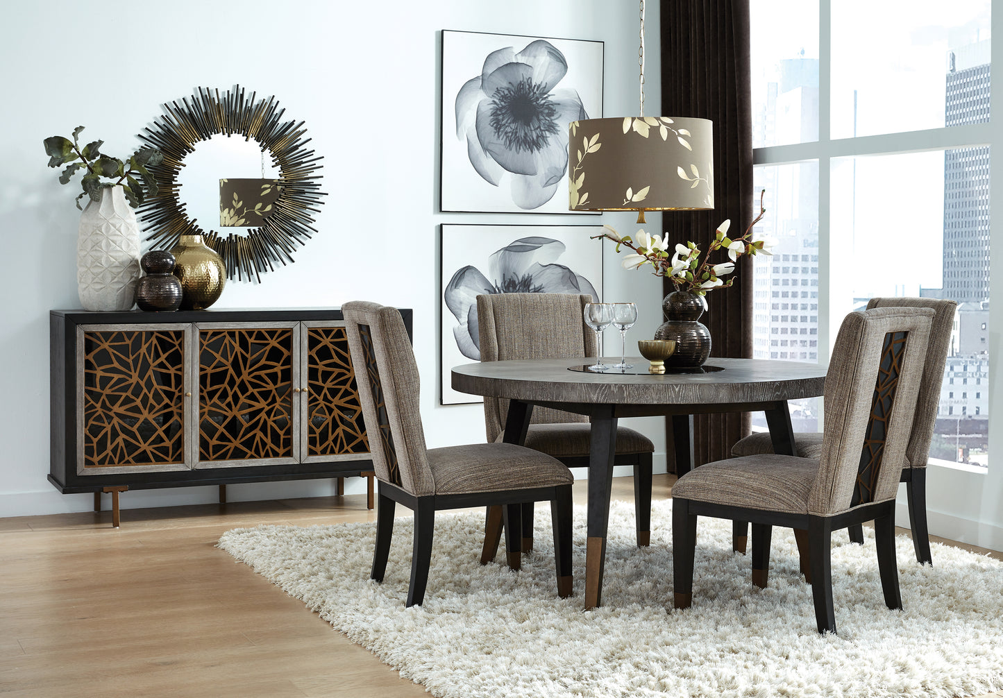 Juego de comedor redondo de 5 piezas Espresso de Ryker