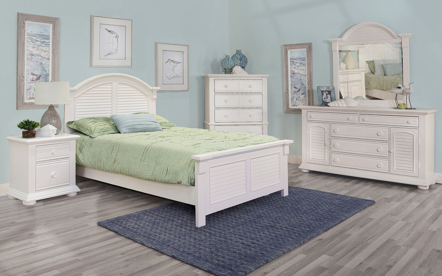Dormitorio completo de 5 piezas Summer House Oyster White