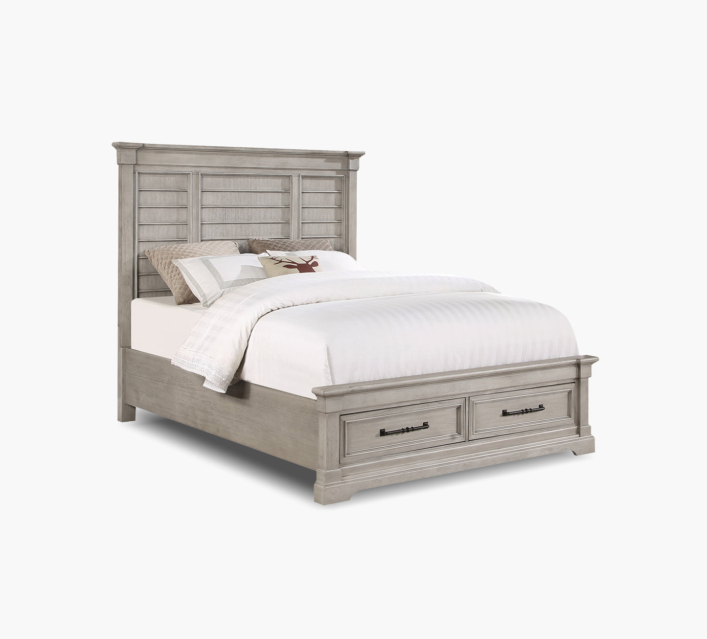 Cama Queen con espacio de almacenaje en color gris de Woodbridge